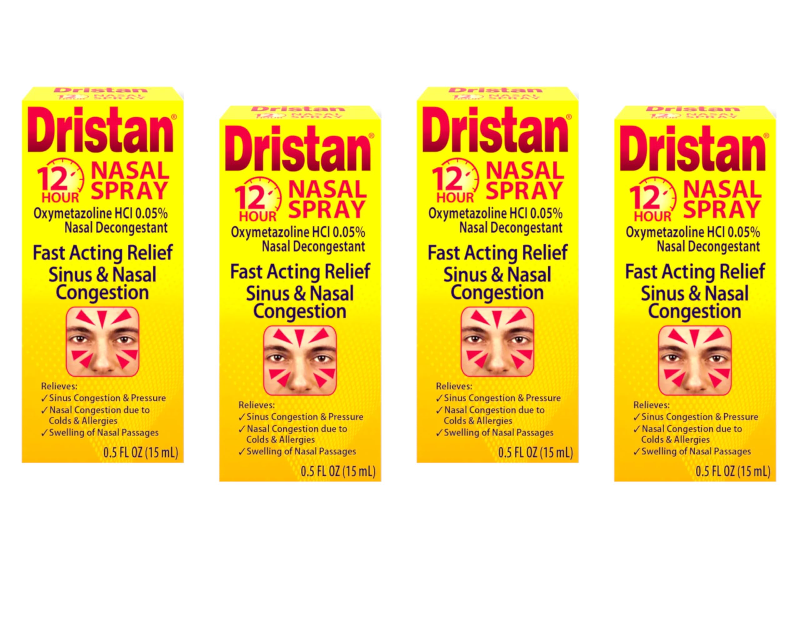 Dristan 12-Hour nasal spray pack front view for convenient multi-pack use.