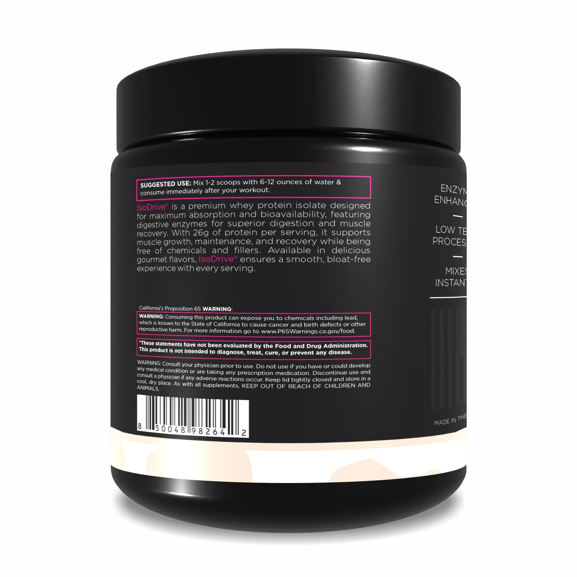 Driven Nutrition ISODRIVE serving portion illustrating 24g protein per scoop.
