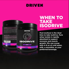 ISODRIVE Berry label on bottle emphasizing lactose-free formula.
