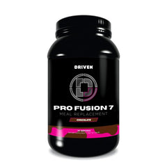 Driven Nutrition ProFusion7 bottle pouring for a quick, balanced on-the-go meal.