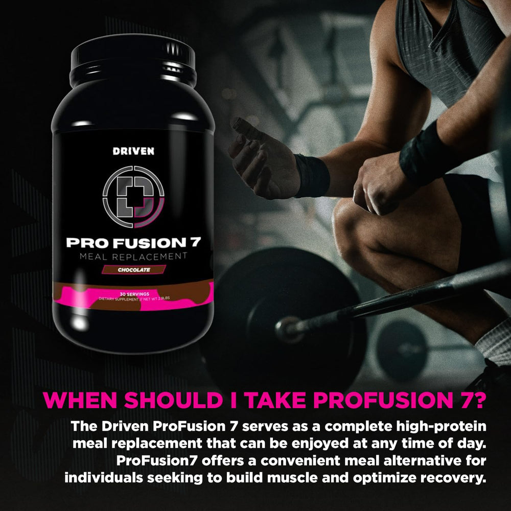 Driven Nutrition ProFusion7 protein sources blend supports steady energy for workouts.