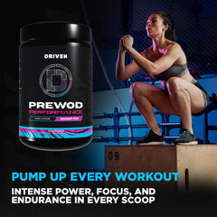 Driven Nutrition Pre WOD island charge flavor offers stimulant‑free energy and hydration.
