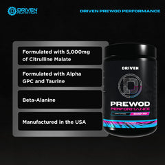 Driven Nutrition Pre WOD peach paradise flavor provides refreshing taste with steady power.