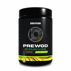Driven PREWOD caffeine-free pre-workout bottle offers clean energy without jitters.