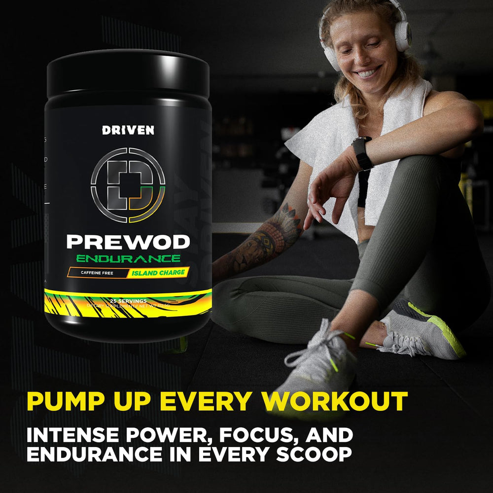 Driven PREWOD citrulline malate and beta-alanine enhance blood flow and endurance.