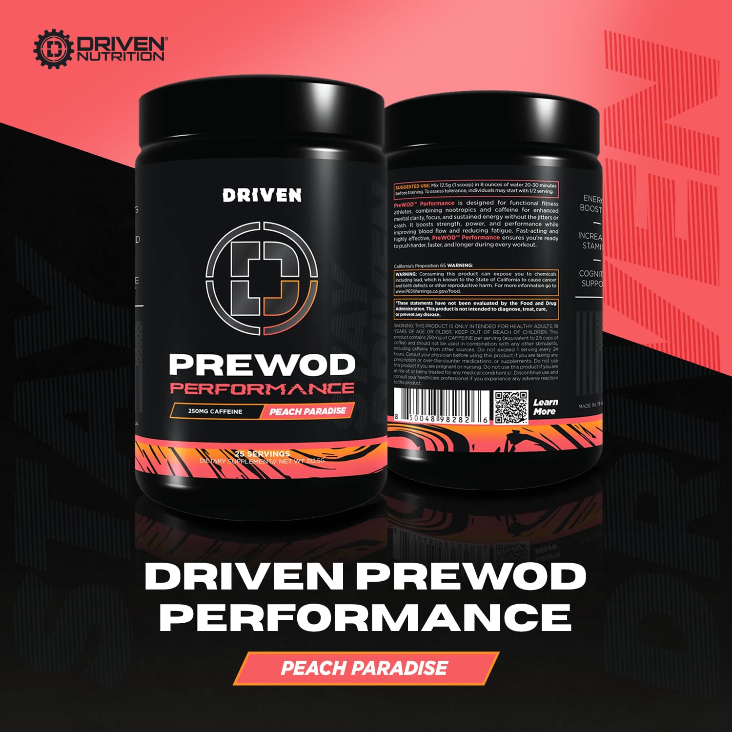 Driven Nutrition PREWOD lemon-headrush serving boosts sharp focus and endurance
