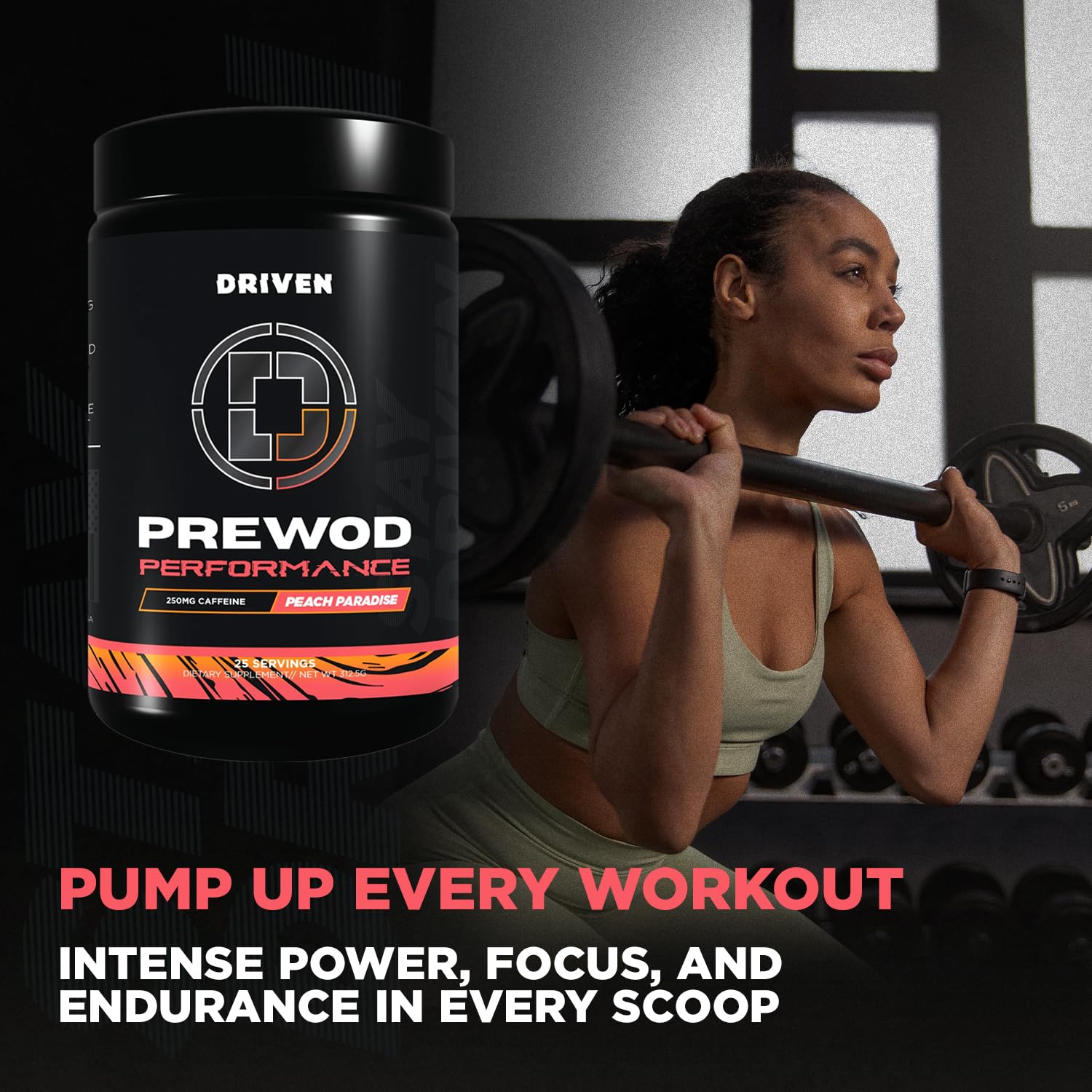Driven Nutrition PREWOD peach-paradise mix delivers refreshing flavor and steady energy