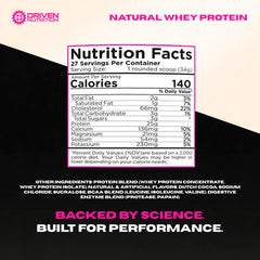 Driven WHEY BCAA-rich formula close-up highlights complete amino profile
