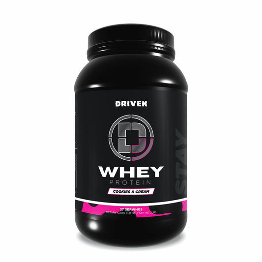 Driven WHEY Cookies & Cream scoop ready for post-workout protein delivery