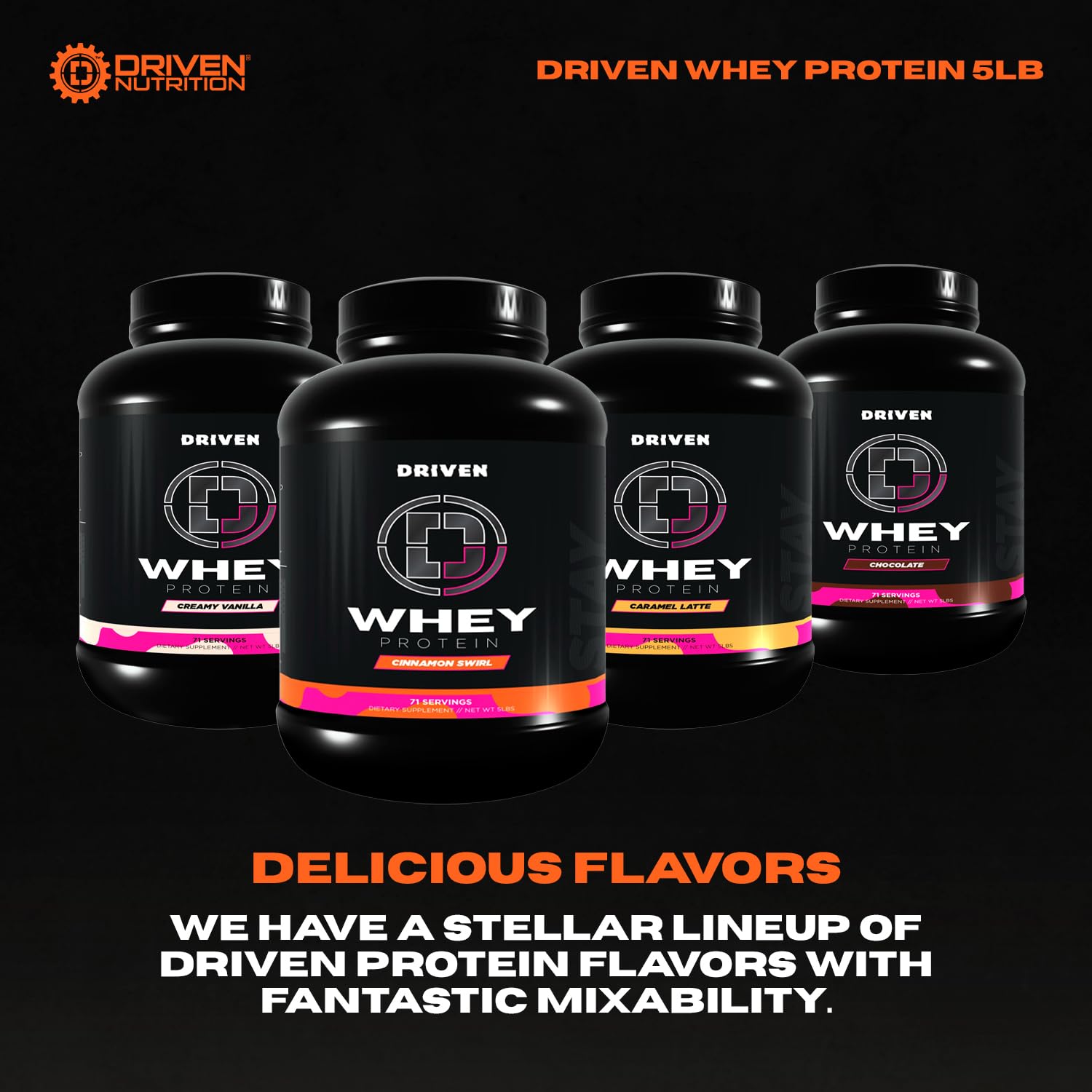 Digestive enzymes icon on label of Driven WHEY for smoother digestion
