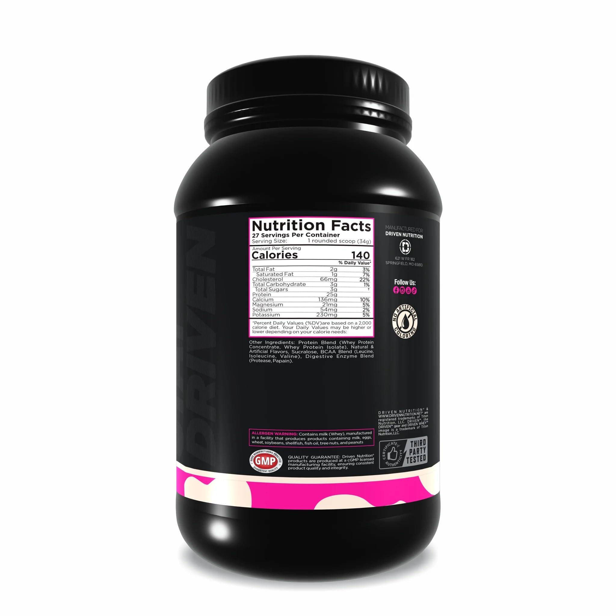 Driven WHEY easy-mix powder dissolving in water showcases convenience