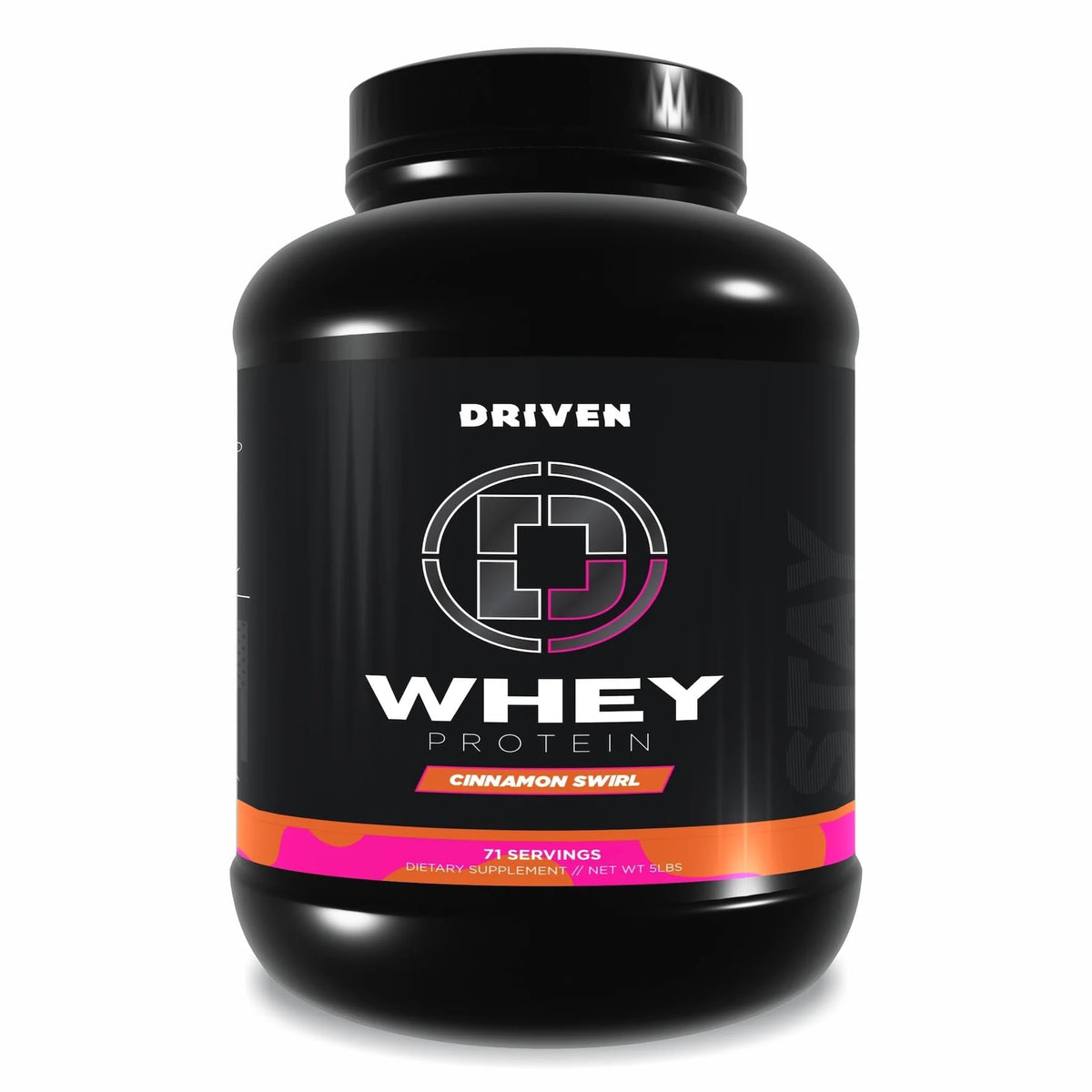 Driven WHEY grass-fed tub front shows clean protein for recovery and lean gains