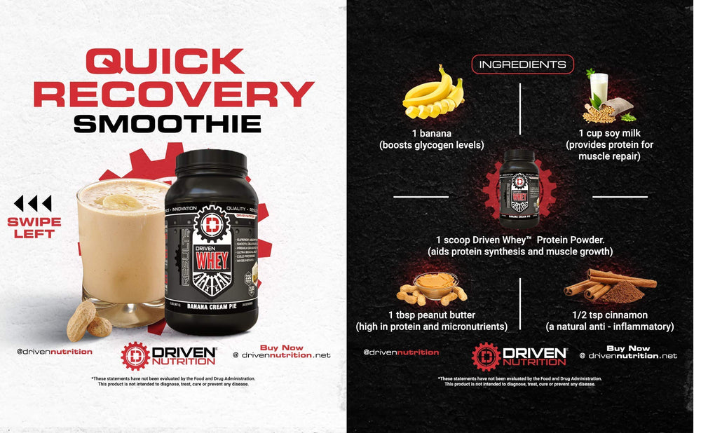 Driven WHEY Cinnamon Roll post-workout shake energizes cooldown