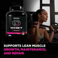 Driven WHEY ingredient panel featuring BCAAs and digestive enzymes