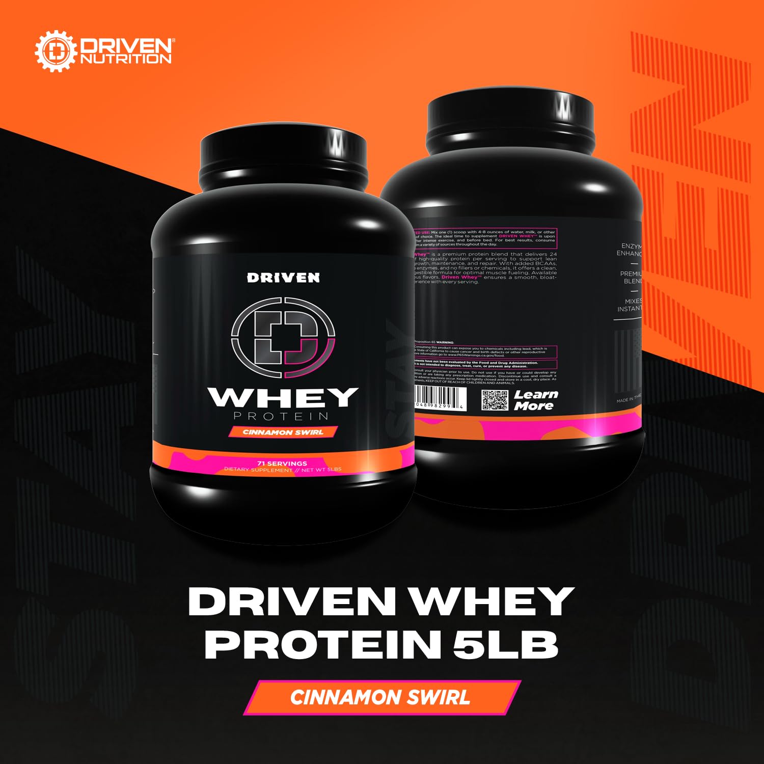 Driven WHEY ingredient panel highlights BCAAs and complete amino acid profile