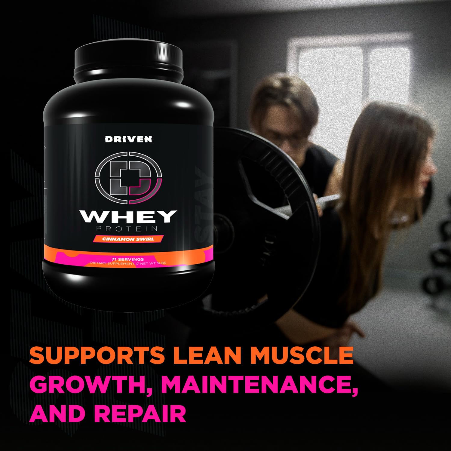 Poured instantized powder from Driven WHEY blends quickly in a shaker