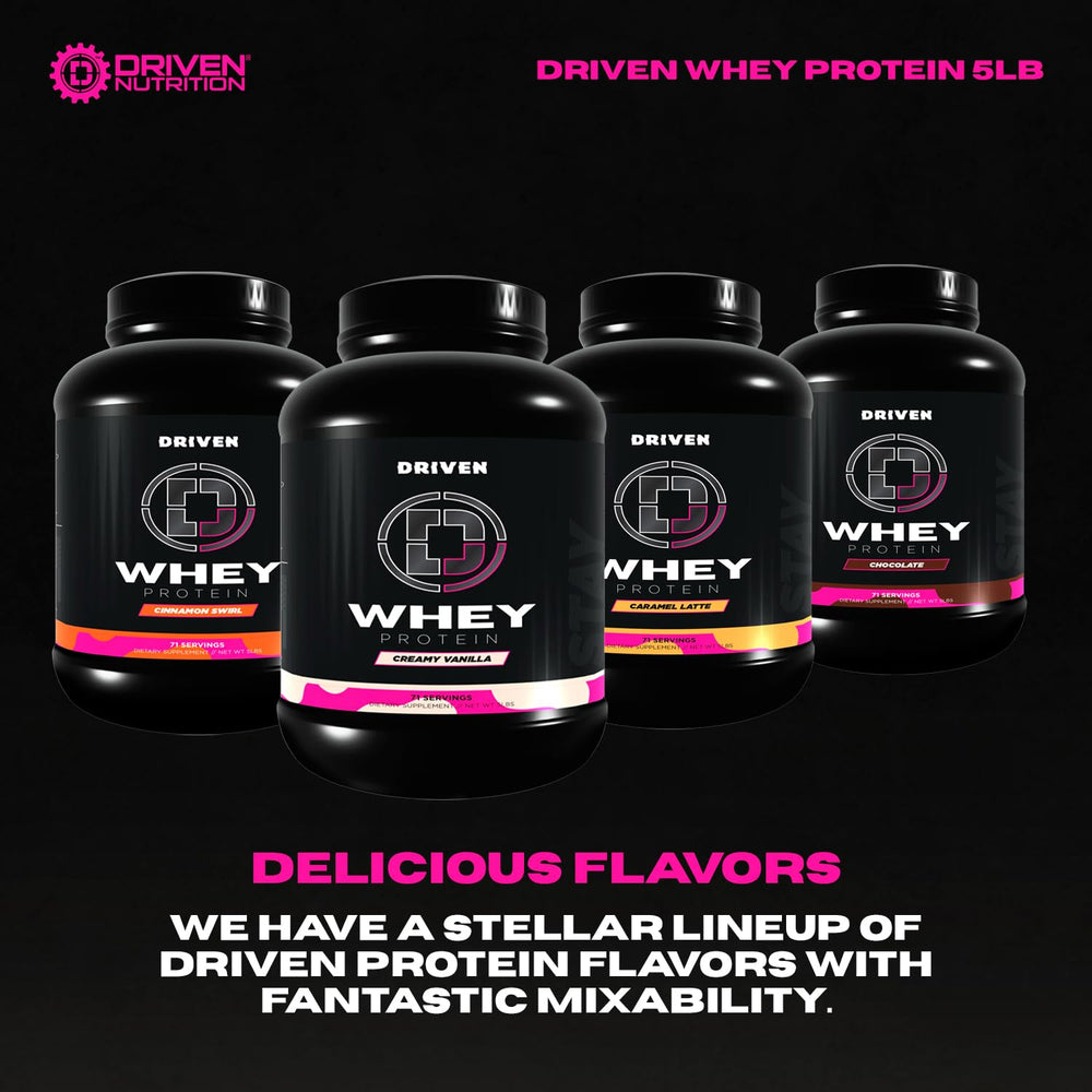 Driven Whey nutrition label emphasizes 23 g protein per serving