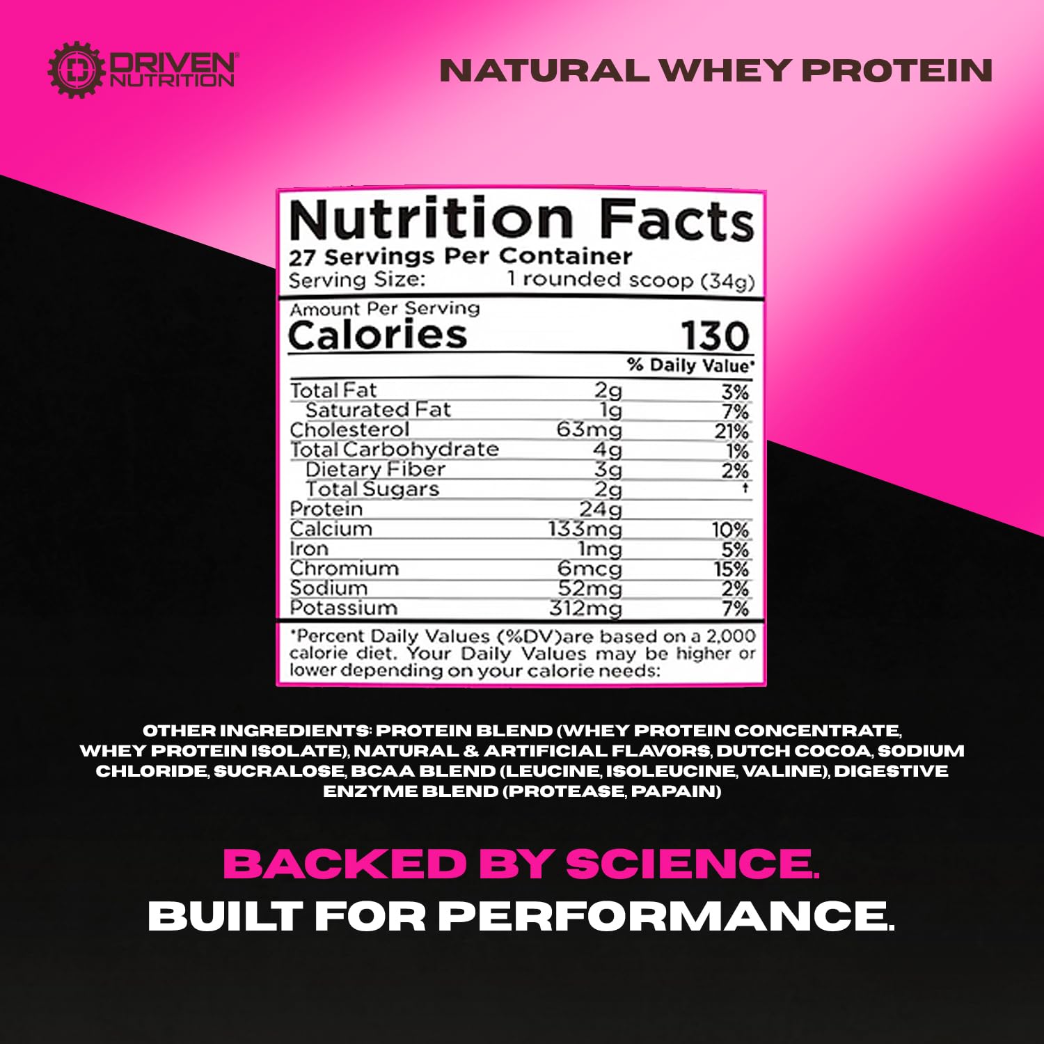 Driven WHEY post-workout shake served in a glass for quick refueling.