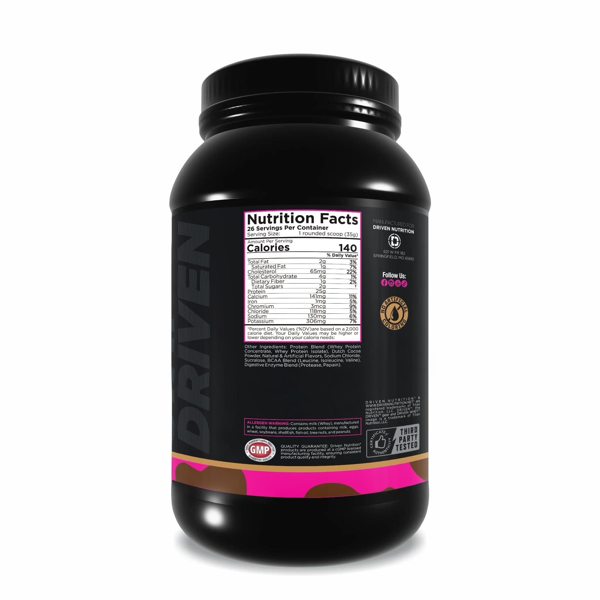 Driven WHEY Chocolate Peanut Butter shaker blends smoothly for convenient daily shakes.