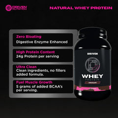 Driven WHEY scoop-filled measuring spoon showing precise servings.