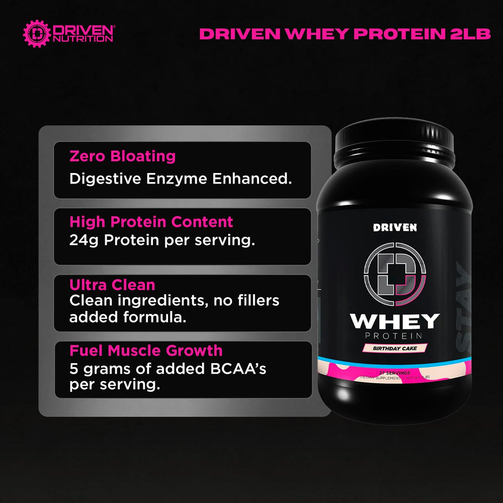 Driven WHEY shake in glass shows easy blending after training