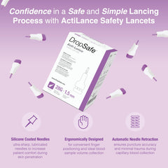 DropSafe Acti-Lance sterile, single-use 200ct lancet pack for hygiene and convenience.