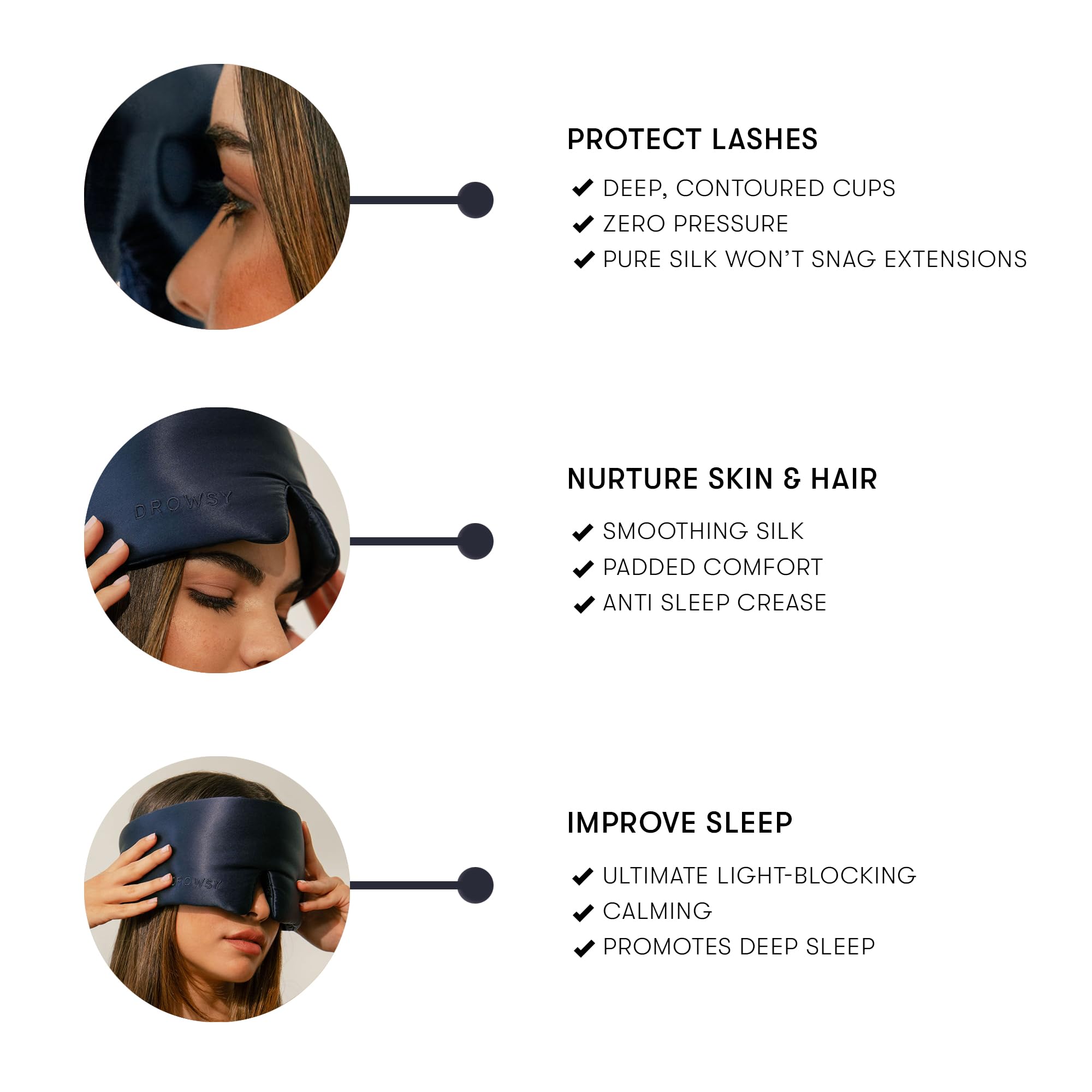 Drowsy total blackout with built-in liner ensures darkness for restful nights.