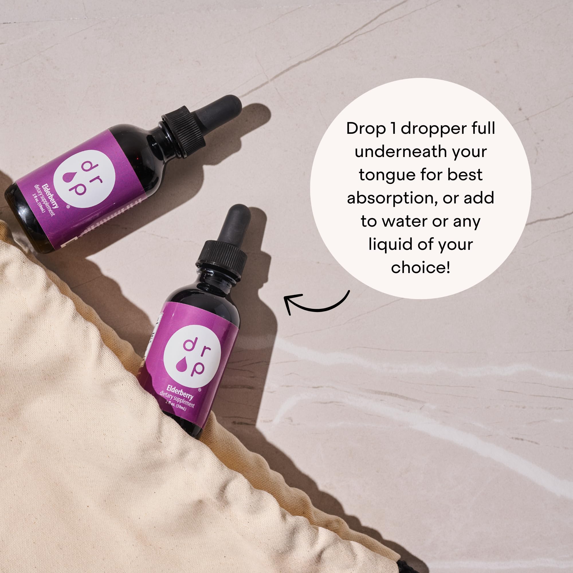 DRP elderberry drops added to water or juice for daily support