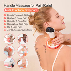 Massager with red light therapy for potential skin benefits.