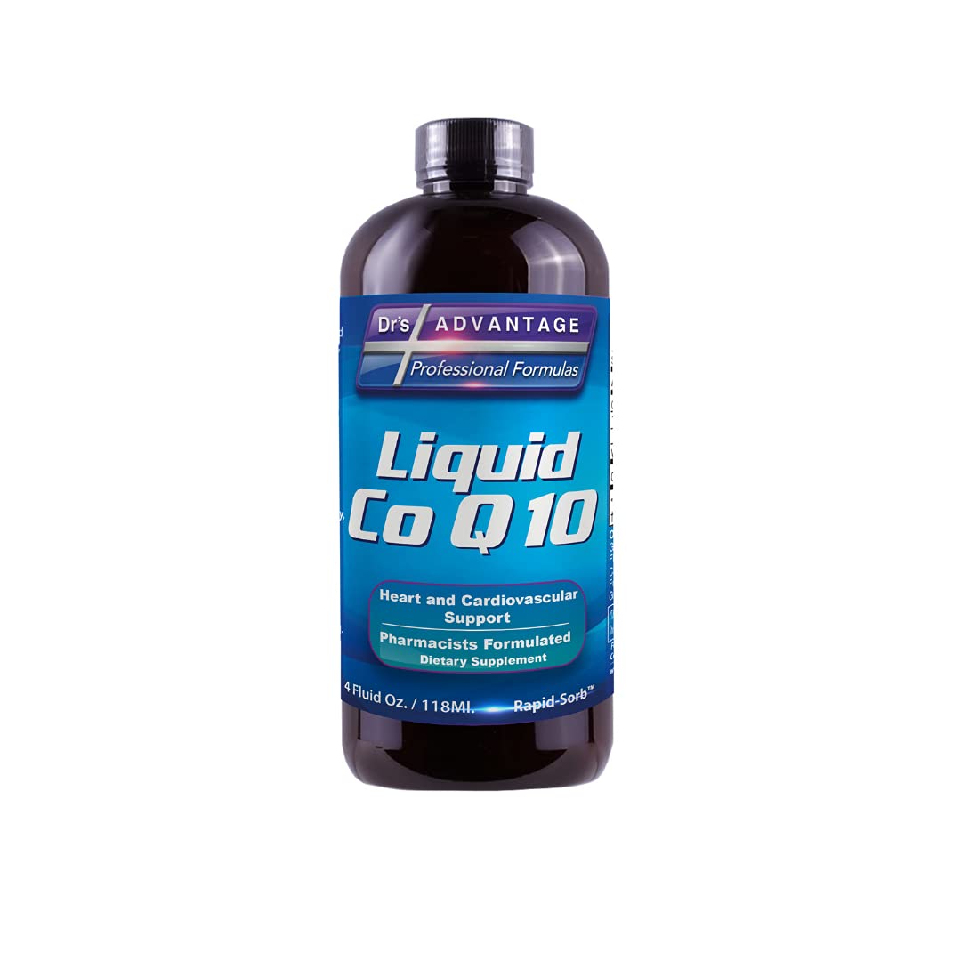 Drs Advantage Liquid CoQ10 bottle front view supports easy daily energy support.
