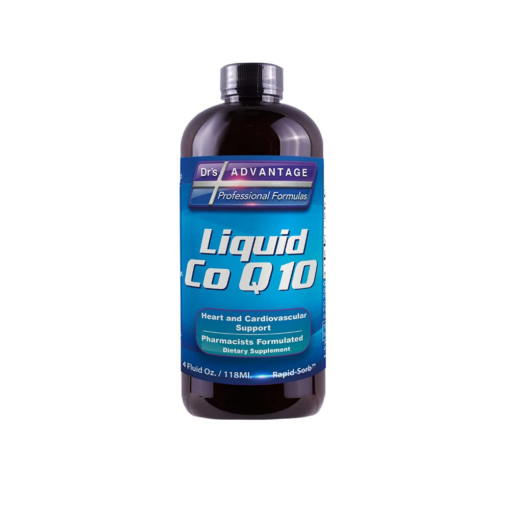 Drs Advantage Liquid CoQ10 bottle front view supports easy daily energy support.