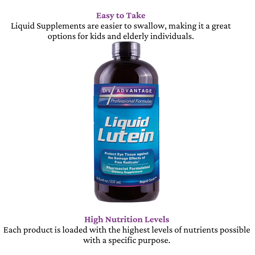 Dr's Advantage Liquid Lutein nutrition facts highlight serving specifics.