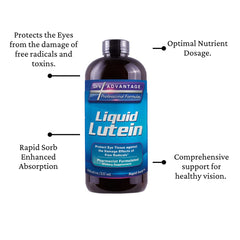 Dr's Advantage Liquid Lutein on shelf emphasizes compact packaging.