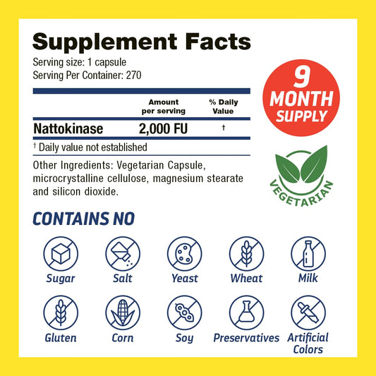 Dr’s Hope nattokinase capsules labeled 2000 FU for daily circulation wellness.