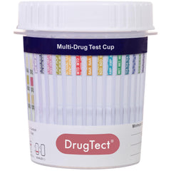 DrugTect multi-drug test cup front view for rapid workplace screening