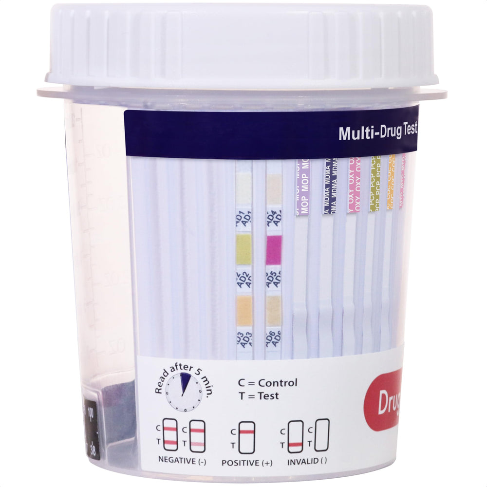 DrugTect temperature strip visible to monitor sample integrity during transport