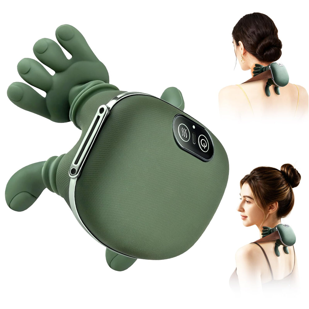 DrVibro neck massager with 4D kneading and heat for deep relaxation.