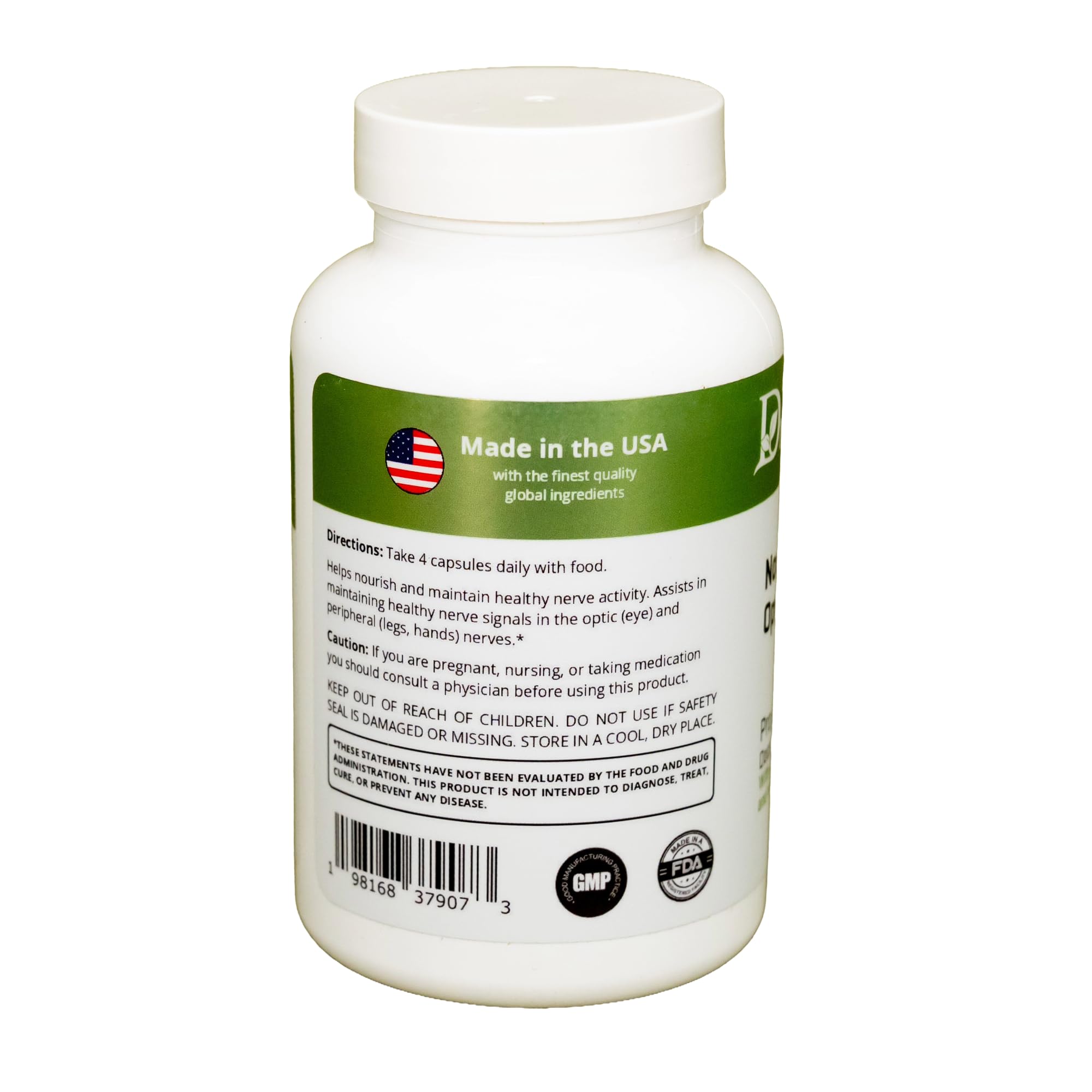 Nutritional facts panel on DrVmd Nerve Control box.