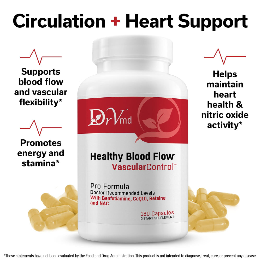 DrVmd Vascular Control pack shot showing three-month supply and value