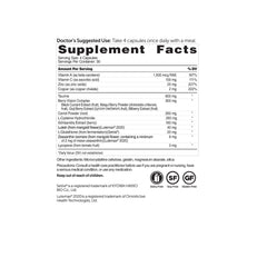 Dr. Whitaker Vision Essentials Gold label showing key nutrients and dosage