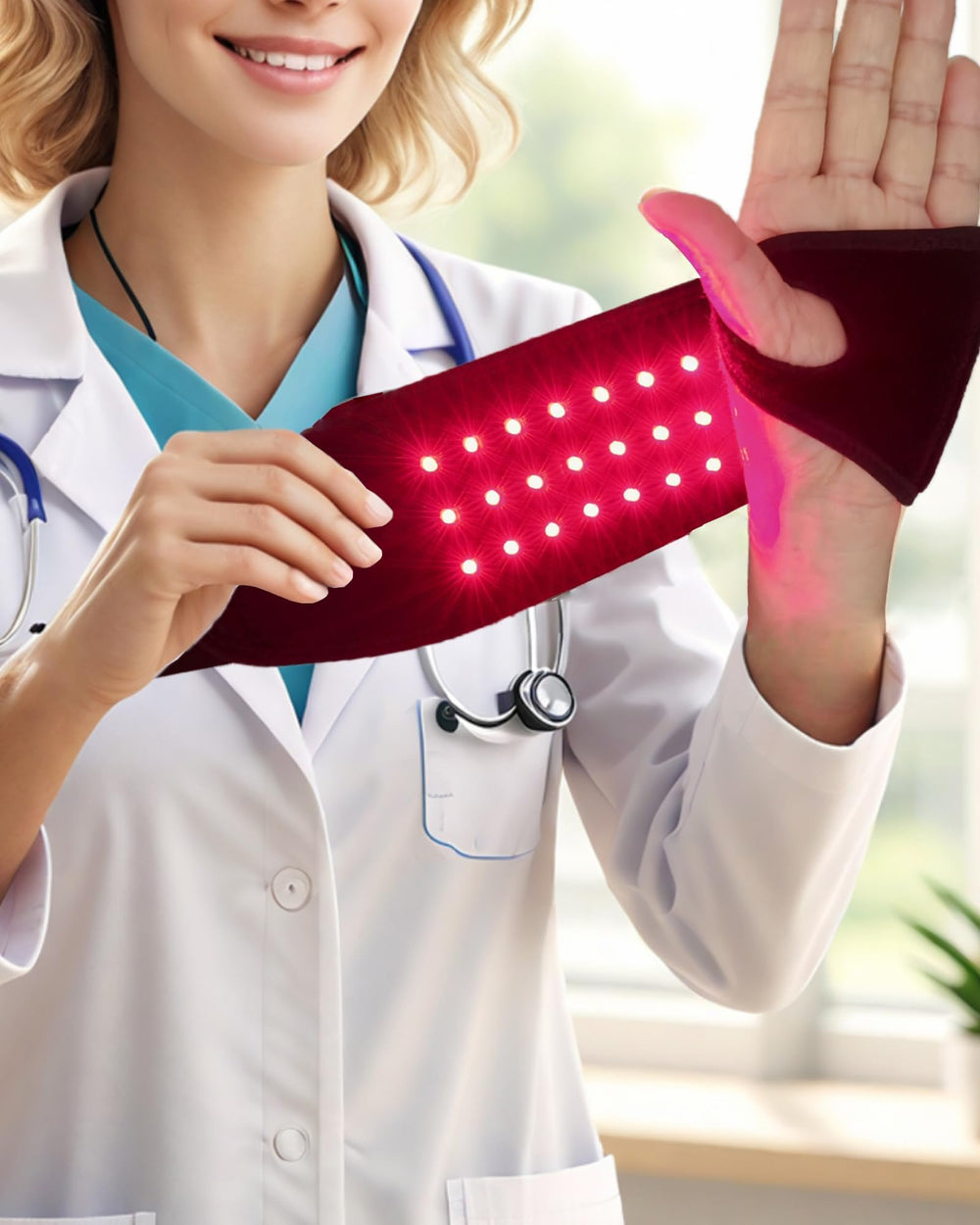 Dr.WYFOOT red light therapy wristband with 36 LEDs for targeted wrist recovery.