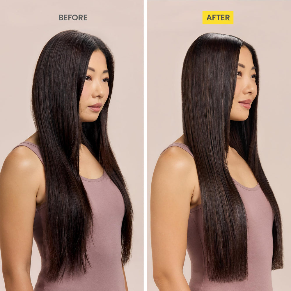 Drybar Liquid Glass bottle pour showing a quick glossing action for styling