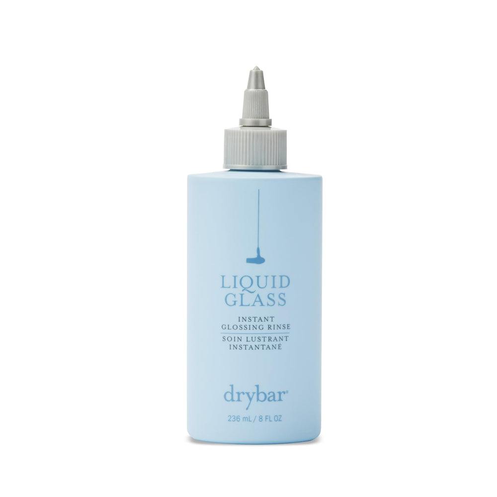 Drybar Liquid Glass Instant Glossing Rinse bottle ready to smooth hair with high shine