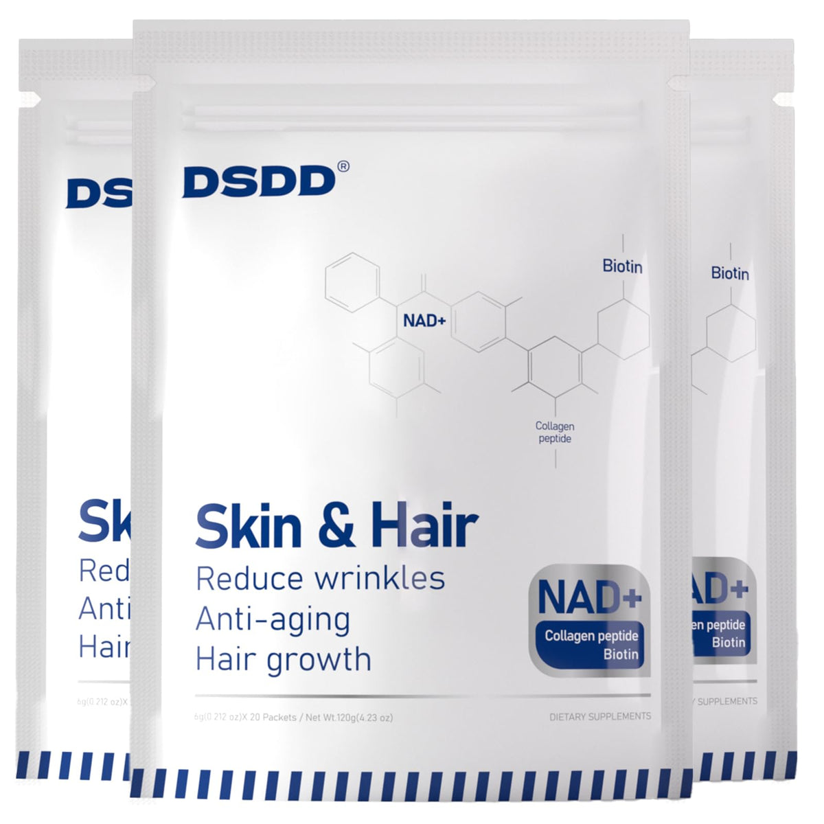 DSDD NAD Plus bottle with capsules for energy and skin glow.