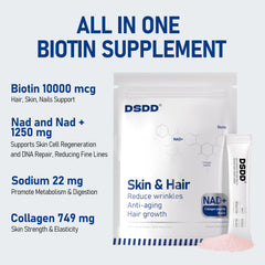 DSDD NAD Plus supplement label shows ingredients and branding.