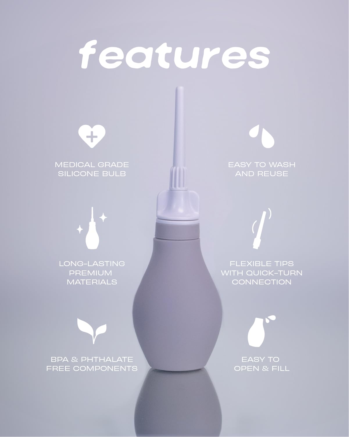 Du silicone anal enema kit valve highlights back-flow prevention for uninterrupted use.