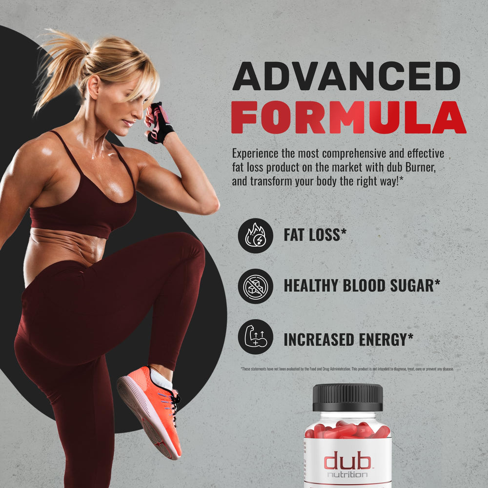 Dub Nutrition Burner workout scene suggests support during training sessions.