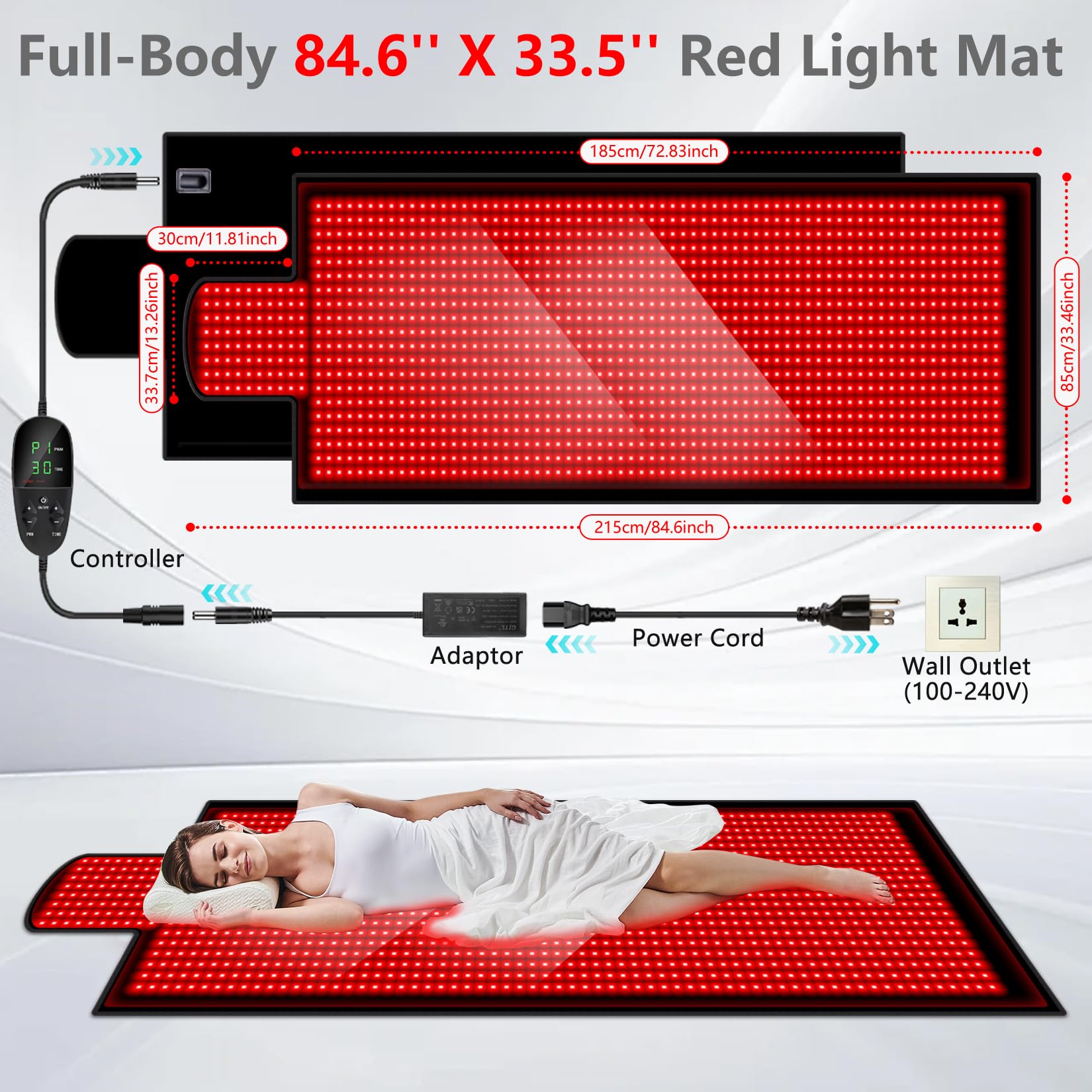 DUBUXW LED array close-up showcases red and infrared lights.