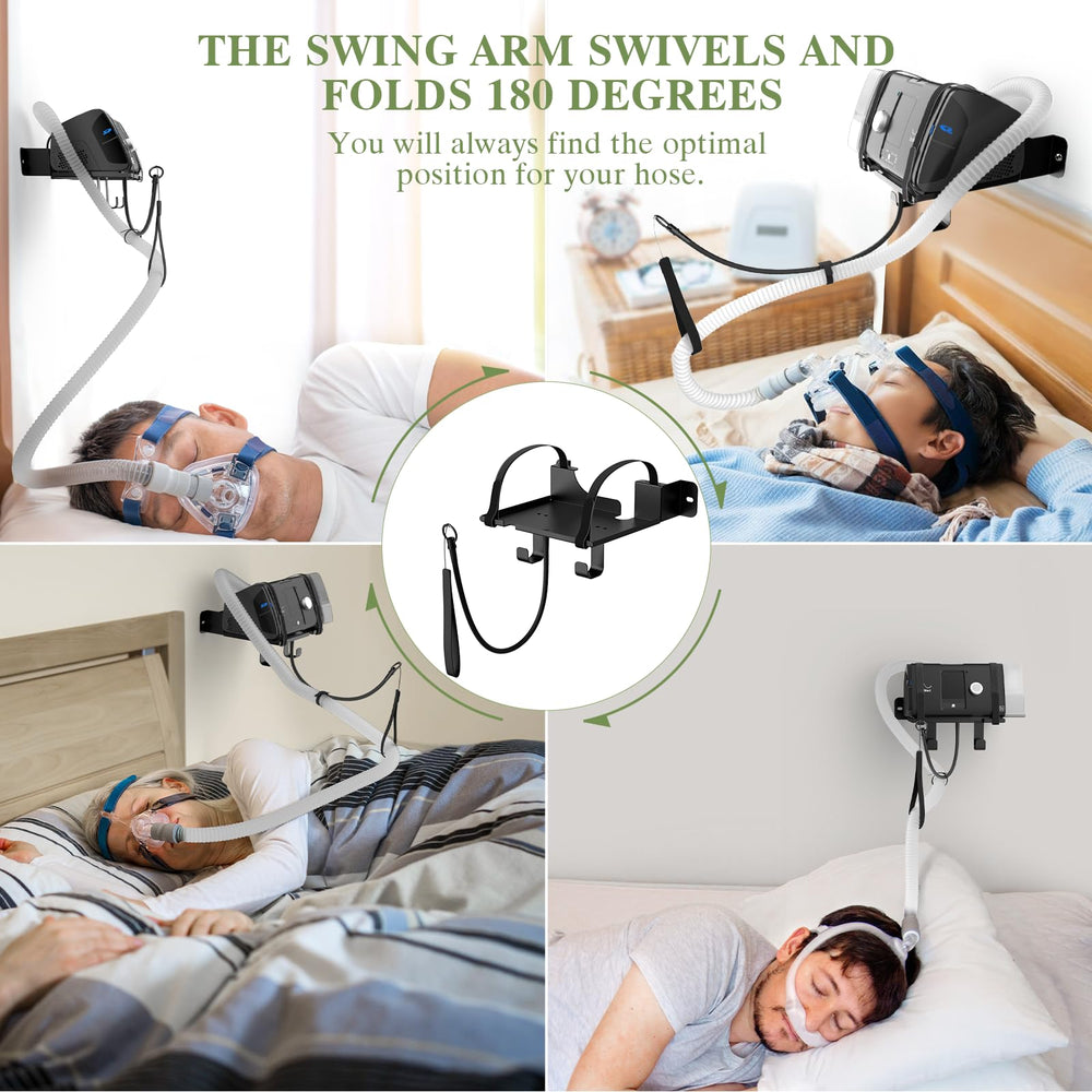 180-degree rotatable hose arm on DUDUXI CPAP wall mount.