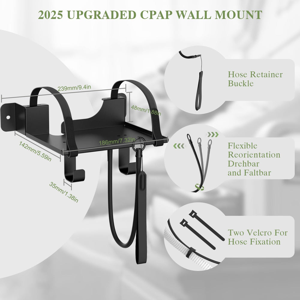 Close-up of DUDUXI CPAP wall mount assembly showing mounting details.